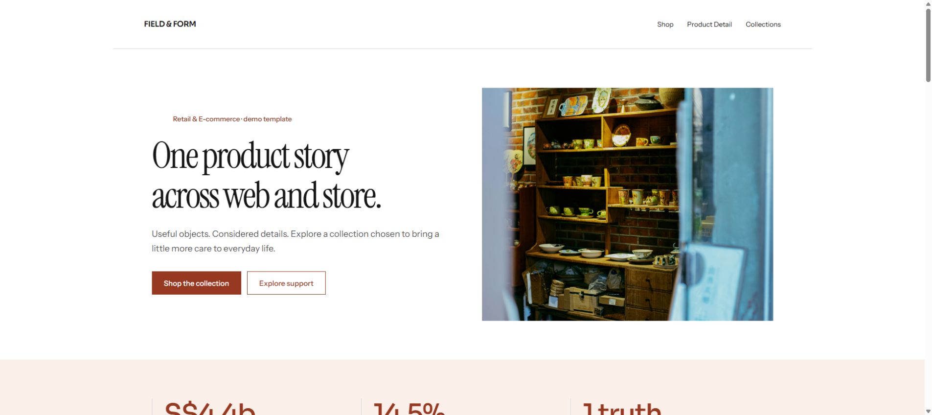 Rendered home page of the FIELD & FORM template