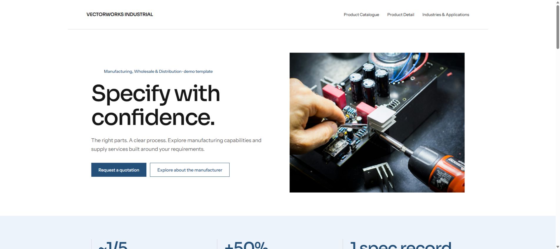 Rendered home page of the VECTORWORKS INDUSTRIAL template